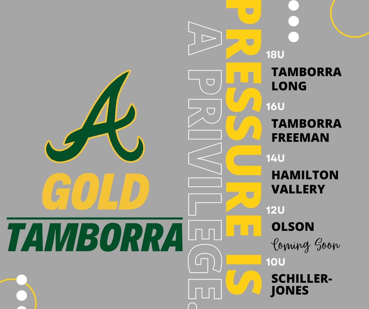 Athletics Gold Tamborra Announces Inaugural Teams Athletics Gold Tamborra